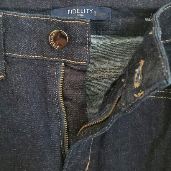 FIDELITY | Dark Indigo Blue Lily High Boot Cut Denim Jeans (26) - Picture 4 of 9